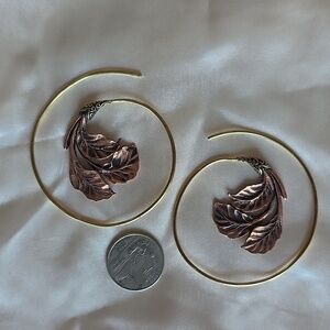 Maya Gold and Copper Leaf Earrings